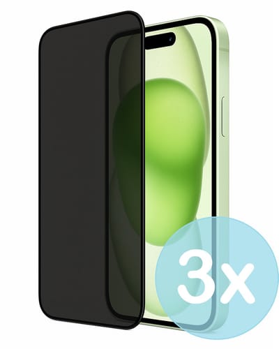 Privacy Screenprotector Geschikt voor iPhone 15 Plus – Anti-Gluren – Krasbestendig Gehard Glas 9H – Volledige Dekking – 3-Pack – FuturiQ