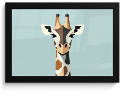 Poster in lijst - Fotolijst 30x20 cm - Posters - Giraffe - Illustratie - Bruin - Minimalistisch - Posterlijst zwart - Decoratie - Wanddecoratie woonkamer - Muurdecoratie slaapkamer