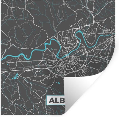 Muurstickers - Sticker Folie - Albi - Frankrijk - Plattegrond - Stadskaart - Kaart - 100x100 cm - Plakfolie - Muurstickers Kinderkamer - Zelfklevend Behang XXL - Zelfklevend behangpapier - Stickerfolie