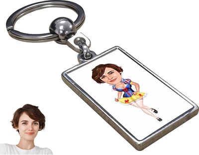 Sneeuwwitje Karikatuur - Gepersonaliseerde Karikatuur Sleutelhanger met Jouw Foto - Cadeau - Verjaardag - Kerst - Kado - Valentijn - Gepersonaliseerd Cadeau