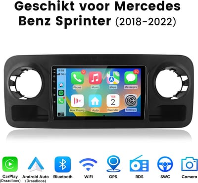 Junsun Android 15 Autoradio Geschikt VoorMercedes Benz Sprinter W907 W910 2018-22 Accessoires 4GB+64GB - Draadloze CarPlay & Andriod Auto - GPS-navigatiesysteem - Bluetooth - Stuurwielbediening - WiFi - 10 inch Touchscreen - RDS - USB