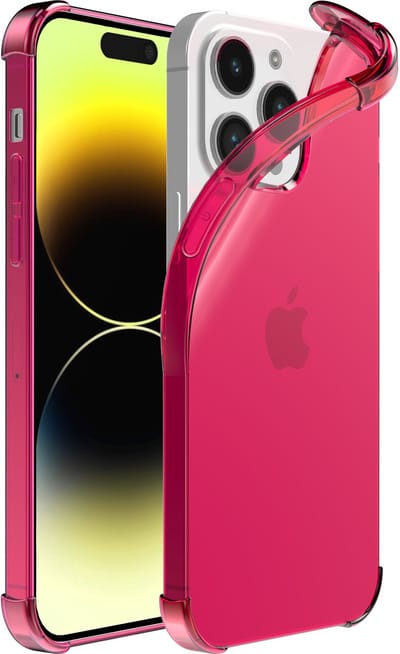 Smartphonica iPhone 14 Pro transparant shockproof siliconen hoesje met stootrand - Neon Roze geschikt voor iPhone 14 Pro
