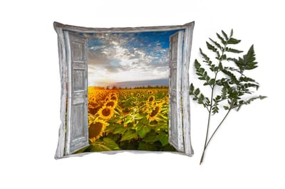 Sierkussens - Kussentjes Woonkamer - 40x40 cm - Doorkijk - Zonnebloem - Bloemen - Zon