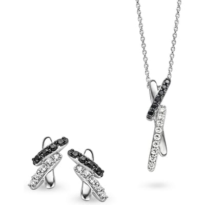 Orphelia Dames 925 Sterling Zilver Set: Ketting-Pendant + Oorbellen - Zilver SET-5101