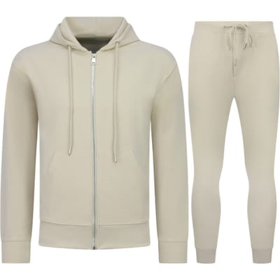 Nette Tweedelige Set - Casual Oversized Trainingspak Heren - Joggingpak Heren Volwassenen - 5853 - Beige
