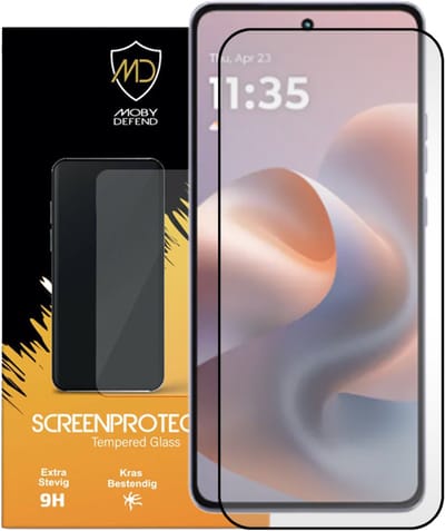 MobyDefend Screenprotector - Geschikt voor Motorola Moto G86 Power - Screensaver Met Zwarte Randen - Gehard Glas