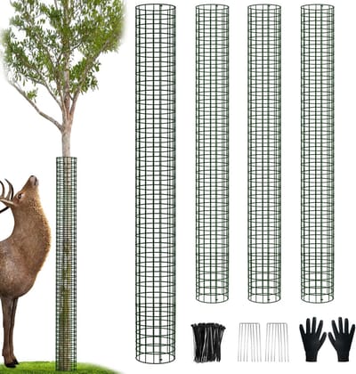 Boomstam Beschermers - Stamhoezen Gaas - Bescherming Jonge Bomen - Uitbreidbaar Ontwerp - 4x 13x48 Inch - Zwart