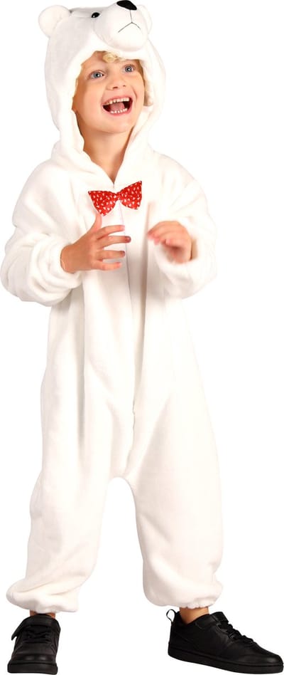 Dieren Kostuum IJsbeer Kinderen - Pluche - Dieren Onesie - Carnaval - Verkleedkleren Kinderen - Wit - Maat 140