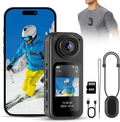 DailySupplies® Bodycam - Action Cam - Bewegingsdetectie - 180º Draaibare Lens - Bodycam Politie - Spycam - Full HD - Zwart