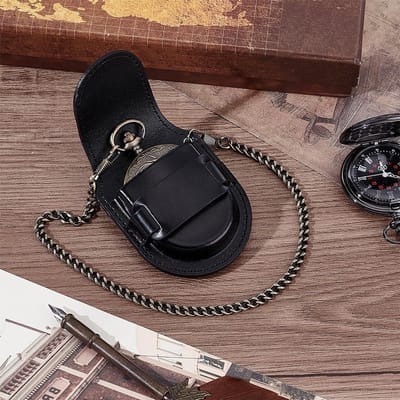 Vintage Stijl Pocket Watch Organizer - PU Leren Reis Etui voor Horloges, Mini Heuptas en Fotobox voor Vader - Ideaal voor Cadeaus en Bewaren van Horloges
