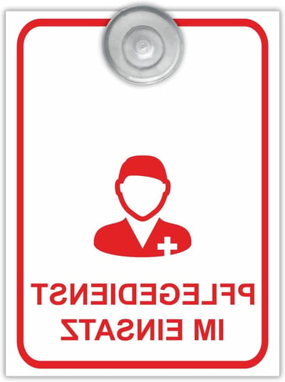 Bord in gebruik - Auto sticker - Voertuig markering - Zuignap bevestiging - 9x12 cm - Zwart