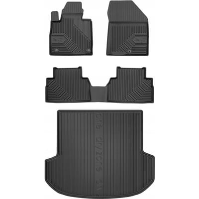 Premium Interieur Beschermset: No.77 Rubberen Mattenset + DryZone Kofferbakmat - Geschikt voor Hyundai Santa Fe IV vanaf 2018 - 5-persoons - TPE - Zwart - FROGUM