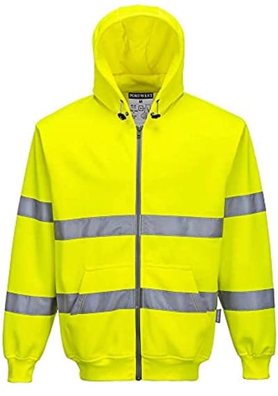 Geel Hi-Vis Zipsweater met capuchon en rits - XXL