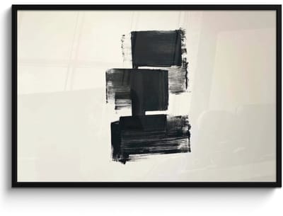 Poster in lijst - Fotolijst 120x80 cm - Posters - Rechthoeken - Penseelstreken - Abstract - Zwart - Posterlijst zwart - Decoratie - Wanddecoratie woonkamer - Muurdecoratie slaapkamer