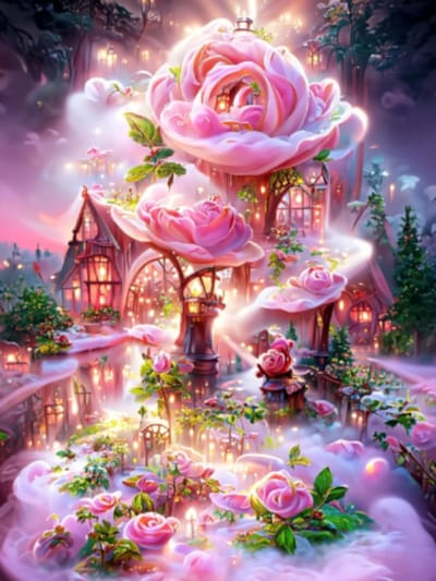 Diamond painting fantasie sprookje bloemen 30x40cm ronde steentjes