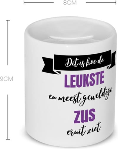 Akyol - leukste zus eruit ziet Spaarpot - Zus - beste zus - verjaardagscadeau - cadeau voor zus - gift - kado - 350 ML inhoud