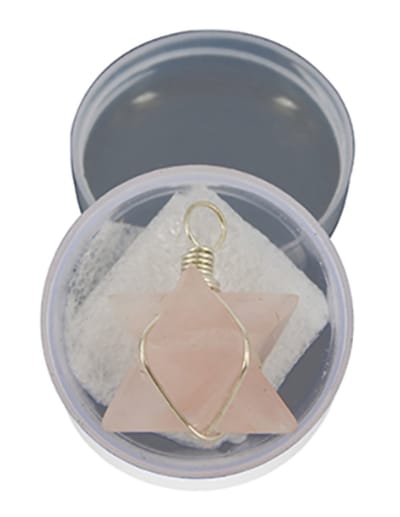 Merkabah hanger in doosje, Roze kwarts