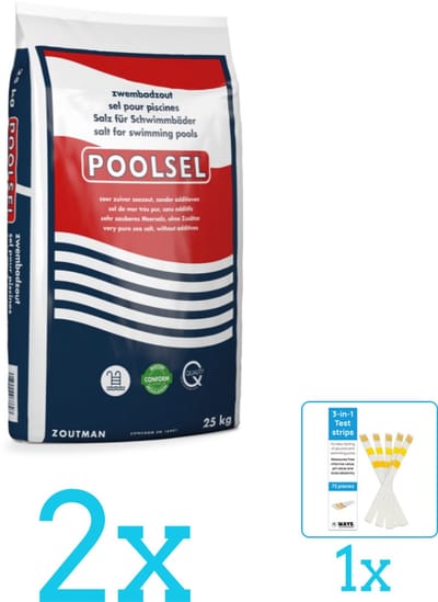 Poolsel - Zwembadreinigingsmiddel - Zwembadzout - 25 kg - Volumebundel - Zwembadzout - 2-delig
