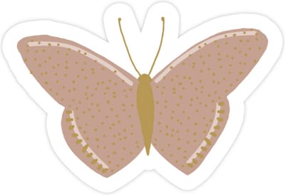 12 Stickers - Butterfly Gold Warm Pink