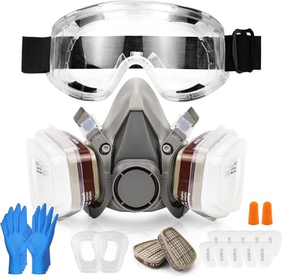 Ademhalingsbescherming Set - Stofmasker met Filter en Veiligheidsbril voor Schilderen, Slijpen en Lassen