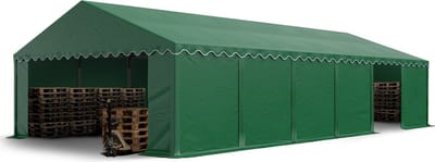 Opslagtent 6x12 m stabiele industrietent met PVC-Zeil 750 N donkergroen beschutting met grondframe