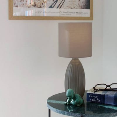 PR Home Tafellamp Uno, bruin, hoogte 37 cm, textiel/keramiek