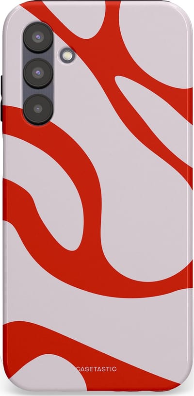 Casetastic hoesje geschikt voor Samsung Galaxy A25 - Dubbellaagse bescherming - Oranje Witte Pebbel Stenen - Fashion Case - Lichtgrijs Rood
