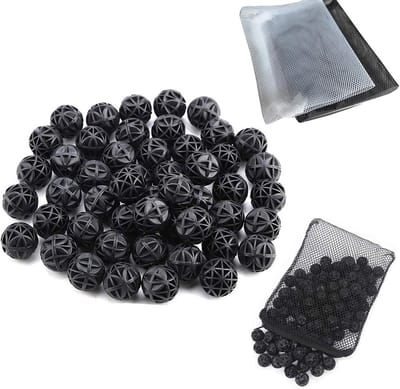 ByShane - Bio filterballen voor optimale waterkwaliteit - Filtratiemateriaal voor aquarium - Diameter 26 mm - Verlaagt waterverversingen - 2 stuks incl. filterzakken - 15x20 cm