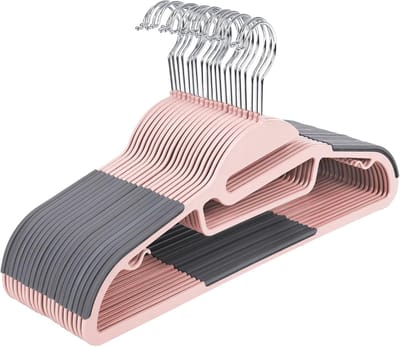 Famanu – Kunststof antislip kleerhangers, set van 20, U-vormige opening en draaibare haak