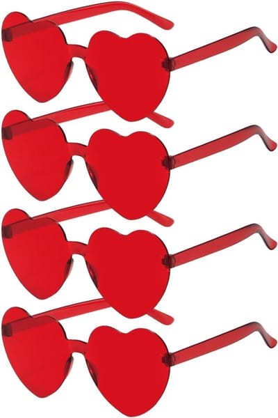 Dailygoods- Zonnebril Hartvormig - Feestbril - Retro Bril - Grappige Bril - 12 Paar - Hoogwaardig Materiaal