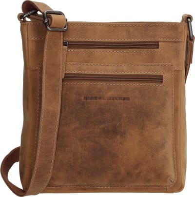 Hide & Stitches Idaho Crossbody Schoudertas - 100% Leder - Ritsvakken - Leren Dames Tas - Bruin
