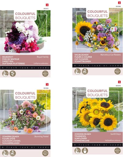 Bloemenzaden set van 4 soorten speciaal voor bouquetten | Stunning pastel | Marvelous | Sunlit Days |