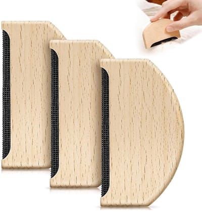 Wolkam - 3 stuks - Handmatige Borstel - Hout - Ontpluizer - Stoffen Pluizenverwijderaar - Kledingontpluizer - Kleding Ontpiller - Wolkam pluisverwijderaar - Wol ontpluizer - Pluisverwijderingsgereedschap - Voor truien, wollen kleding en jassen