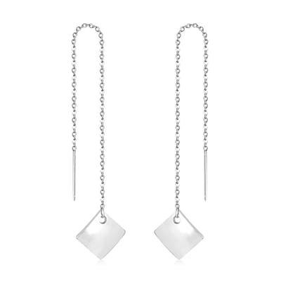 Aramat Jewels | Oorhangers | Stalen Doortrekoorbellen Ruitje | Zilverkleurig | |1,5mm | Staal | Kinderen, Volwassenen | Verkleurd niet
