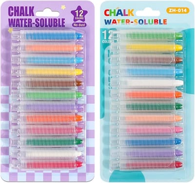 Krijt Set - Kleurpotloden Speelgoed - Kinderen Tekenen - Stofloos en Wasbaar - 12 Kleuren - Blauw