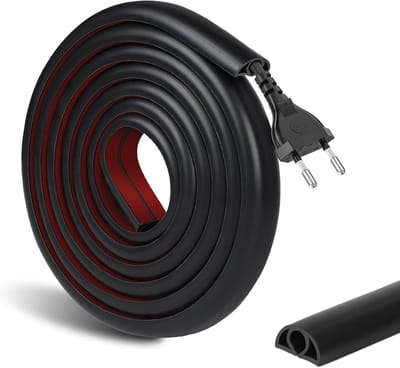 Zelfklevende Kabelgoot 2 m - Flexibele PVC Kabelafdekking voor Thuis, Kantoor en School - 15 mm x 10 mm, Zwart, Ideaal voor Kabelbeheer en Organisatie