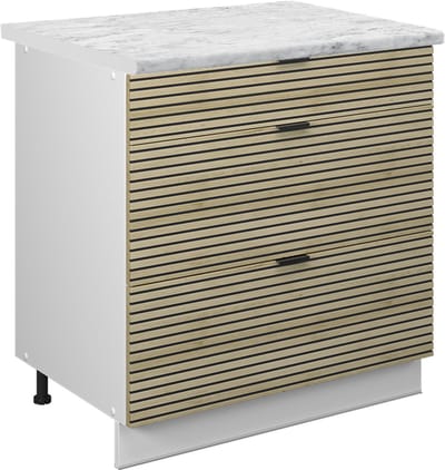 Vicco Fame-Line Keukenonderkast – 80 cm met 3 laden, WB Marmer Eiken paneel