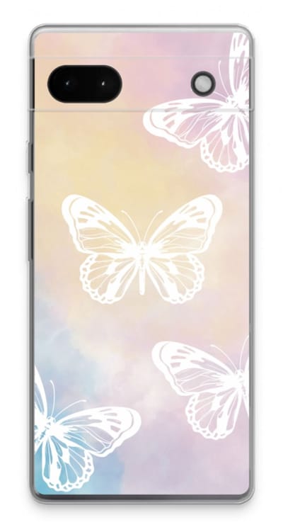 Case Company® - Hoesje geschikt voor Google Pixel 6a hoesje - White butterfly - Soft Cover Telefoonhoesje - Bescherming aan alle Kanten en Schermrand