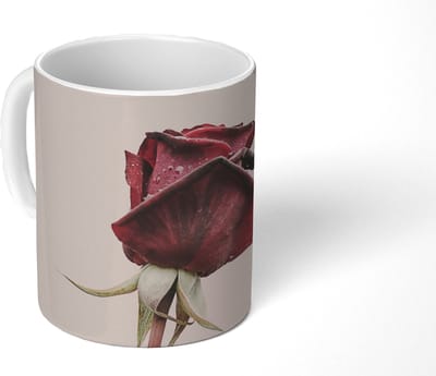 Mok - Koffiemok - Bloemen - Rood - Rozen - Groen - Mokken - 350 ML - Beker - Koffiemokken - Theemok
