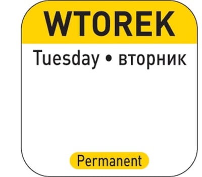 Hendi - Serie - Food Safety Stickers - Wtorek - Herbruikbaar - 1000 stuks