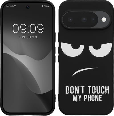 kwmobile telefoonhoesje geschikt voor Google Pixel 10 - Hoesje voor smartphone in wit / zwart - Backcover van TPU - Don't Touch My Phone design