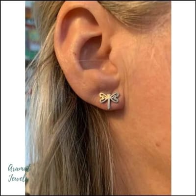 Aramat Jewels | Oorbellen | RVS Libel Oorbellen Kleurrijk 10mm - Juffer Oorstekers | Zilverkleurig-10mm | |8mm | Staal | Kinderen, Volwassenen | Verkleurd niet