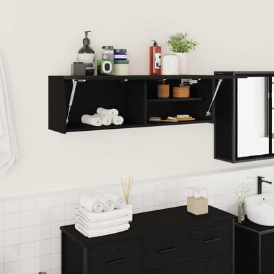 vidaXL - Badkamerwandkast - 100x25x30 - cm - bewerkt - hout - zwart