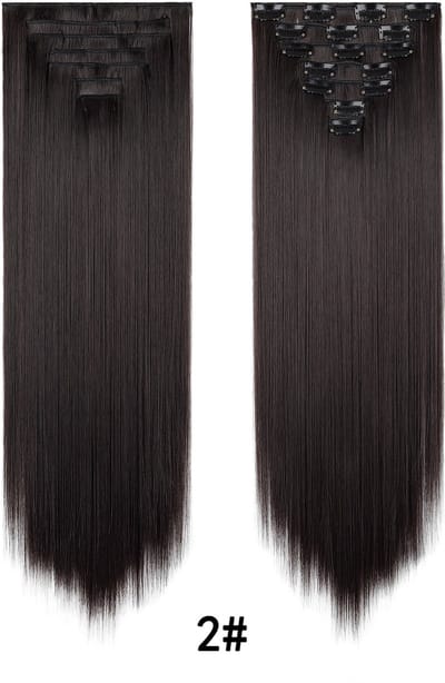 Pruik - Haarverlenging met 16 clips, haarclip, vervangende pruik - Pruik van synthetische vezels met clips - 60 cm -3.2#