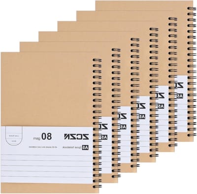 A5 Spiral Notebook met 120 Pagina's, Kraft Papier, Perfect voor Notities en Schetsen, 80gsm en Ruitjesdesign