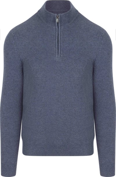 Suitable Half Zip Trui Wol Blend Donkerblauw - Maat XXL - Heren - Quarter zip - Schipperstrui met rits - Volwassen mannen
