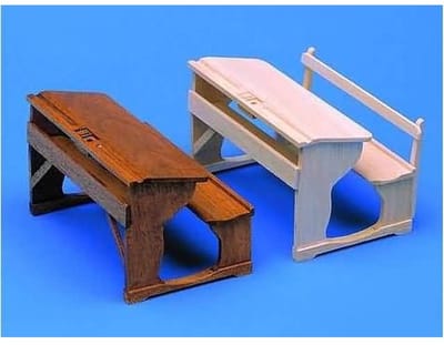Mini Mundus 40112 Schoolbankjes (2 Stuks) Bouwpakket – Houten Miniatuur Schoolmeubels 1:12 – DIY Poppenhuis Meubel – Zelf Verven/Beitsen
