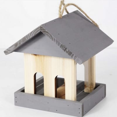 Muntel® Vogelvoederstation - Voerbak - Hout - Grijs - 19 x 16 x 13.5 cm