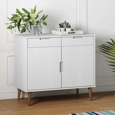 vidaXL - Dressoir - MOLDE - 90x40x80 - cm - massief - grenenhout - wit