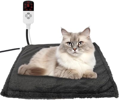 Elektrische Huisdierdeken - Verwarmingsmat Hond - Warmte Bieden - 9 Temperatuurstanden - 45 x 45 cm - Grijs